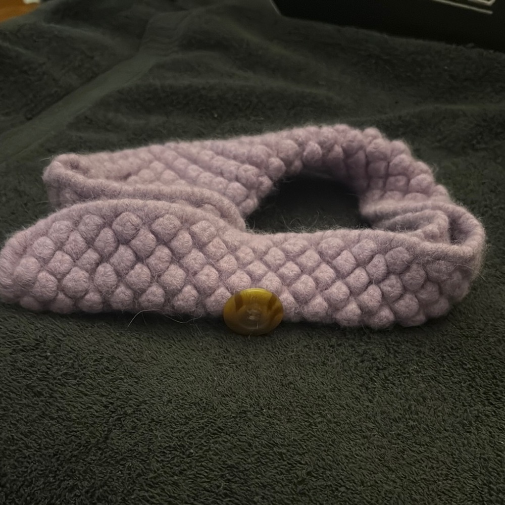 Purple Knit Headband with Button